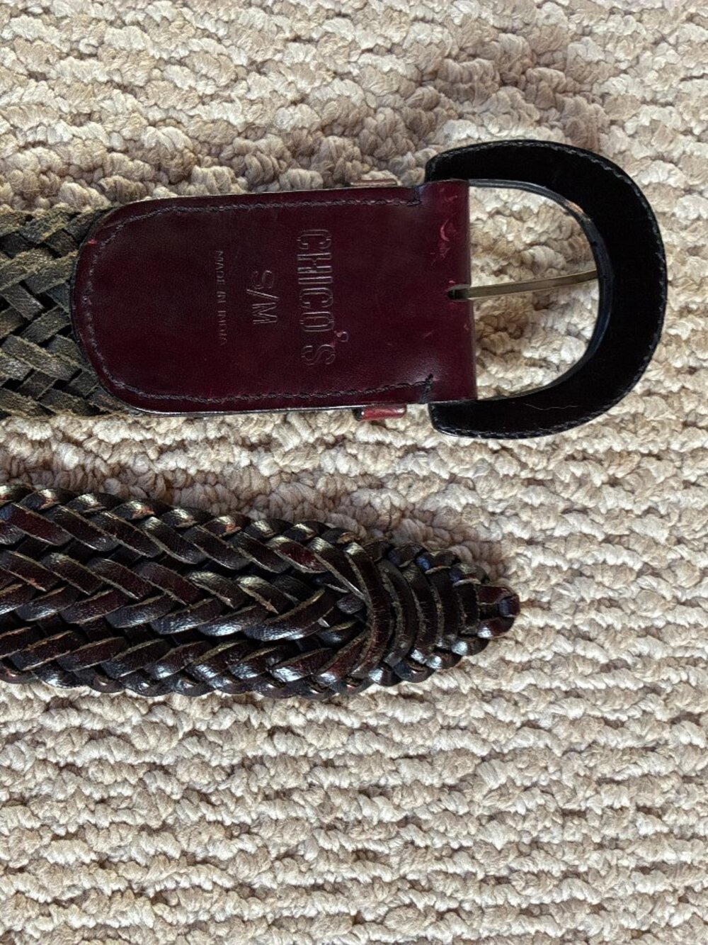 Chico's braided leather Dark Brown S/M 32"
